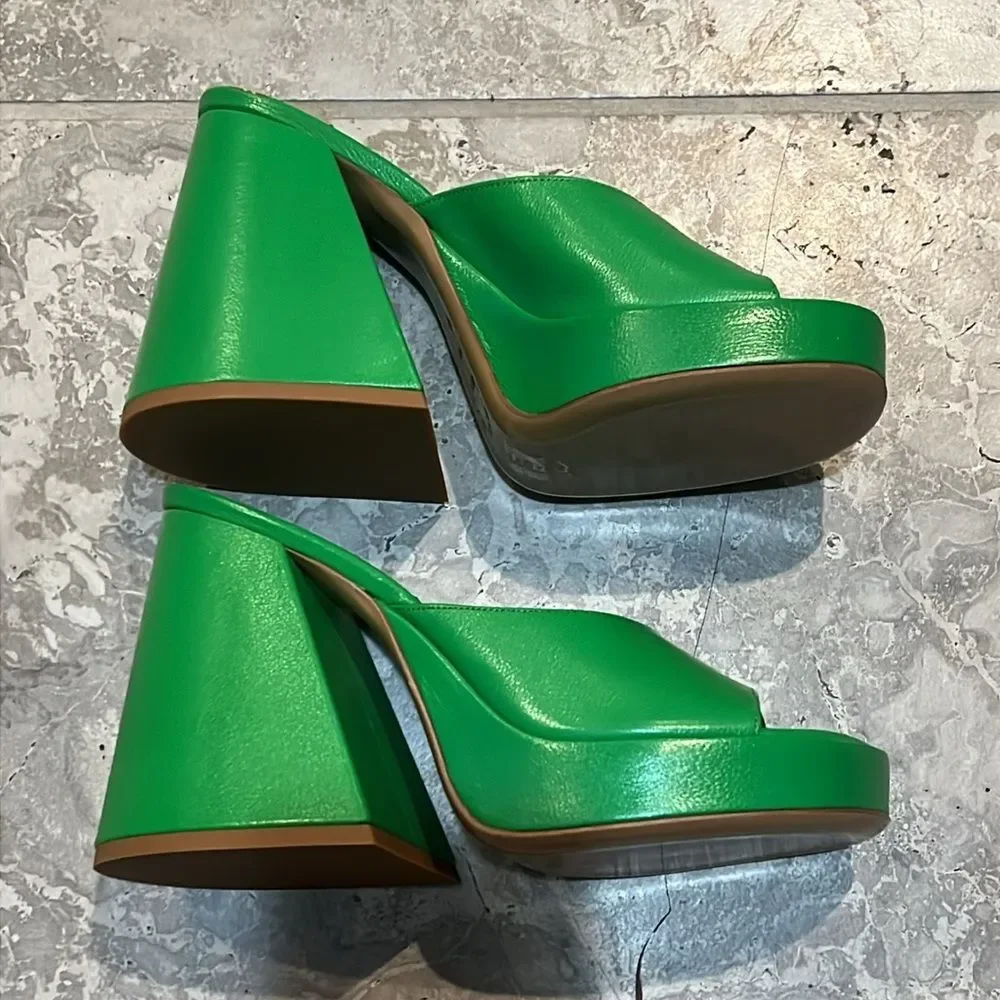 Simon Miller F229 Slice High Heel Sandals in Green, New, Size 36